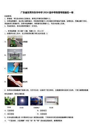 广东省东莞市东华中学2024届中考物理考前最后一卷含解析.doc
