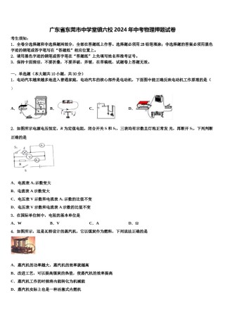 广东省东莞市中学堂镇六校2024年中考物理押题试卷含解析.doc