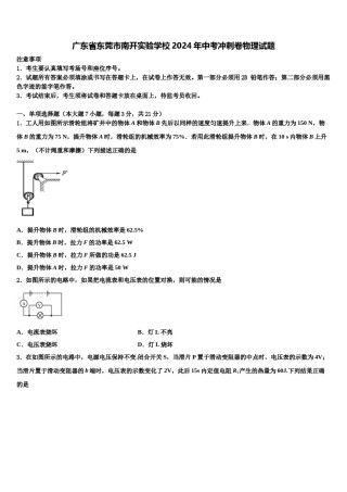 广东省东莞市南开实验学校2024年中考冲刺卷物理试题含解析.doc
