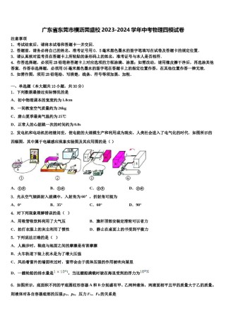 广东省东莞市横沥莞盛校2023-2024学年中考物理四模试卷含解析.doc