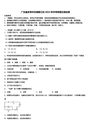 广东省东莞市石碣丽江校2024年中考物理五模试卷含解析.doc