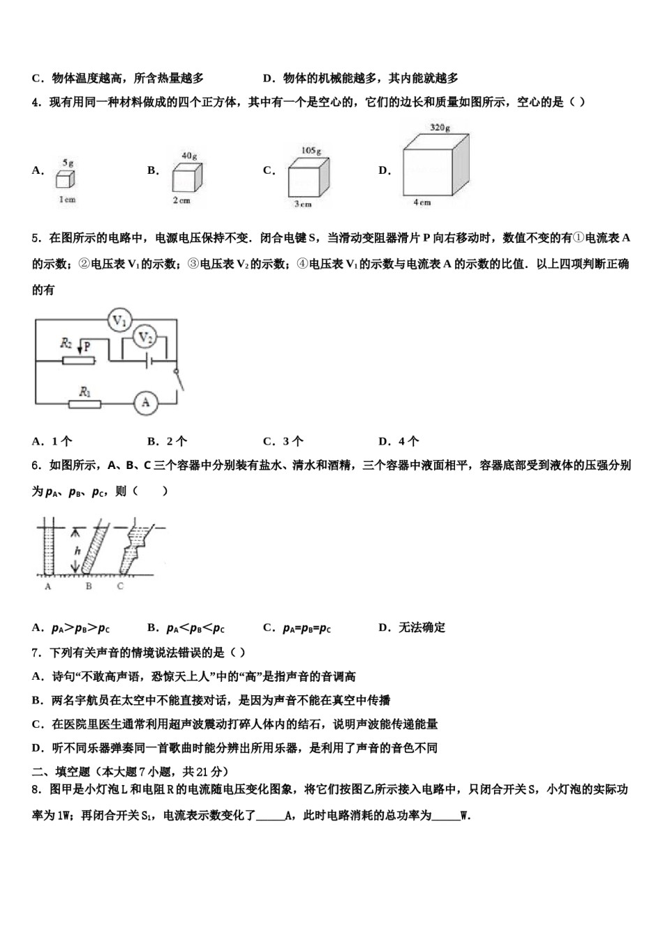 广东省中大附中达标名校2024年中考物理模试卷含解析.doc_第2页