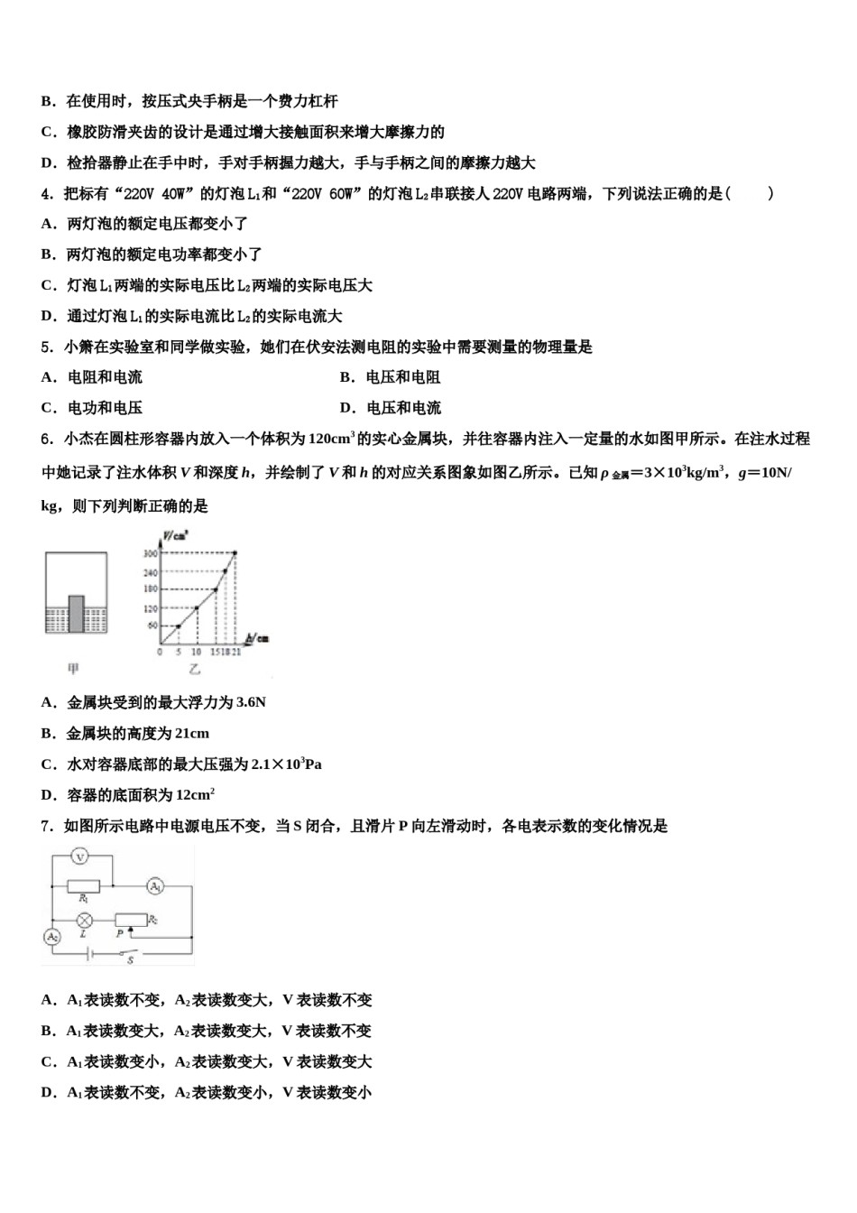 广东省佛山市南海区南海实验中学2023-2024学年中考考前最后一卷物理试卷含解析.doc_第2页