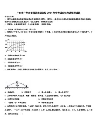 广东省广州市番禹区市级名校2024年中考适应性考试物理试题含解析.doc