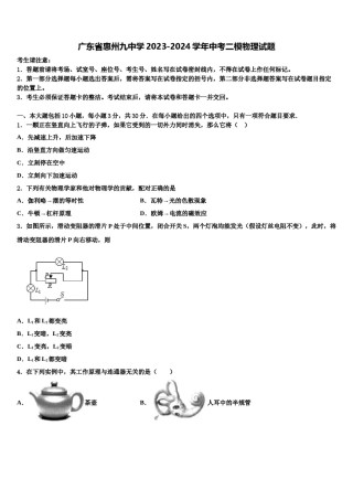 广东省惠州九中学2023-2024学年中考二模物理试题含解析.doc