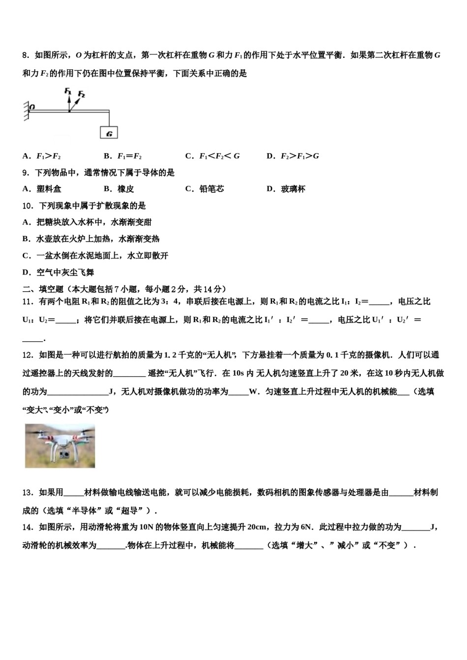 广东省惠州市惠城区达标名校2024届中考猜题物理试卷含解析.doc_第3页