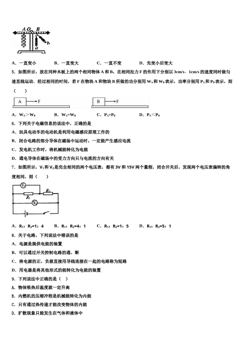 广东省汕头市潮南区2024届中考适应性考试物理试题含解析.doc_第2页