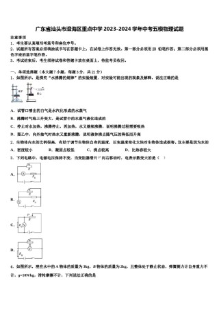 广东省汕头市澄海区重点中学2023-2024学年中考五模物理试题含解析.doc