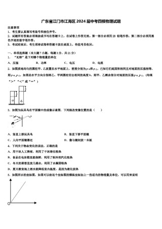 广东省江门市江海区2024届中考四模物理试题含解析.doc