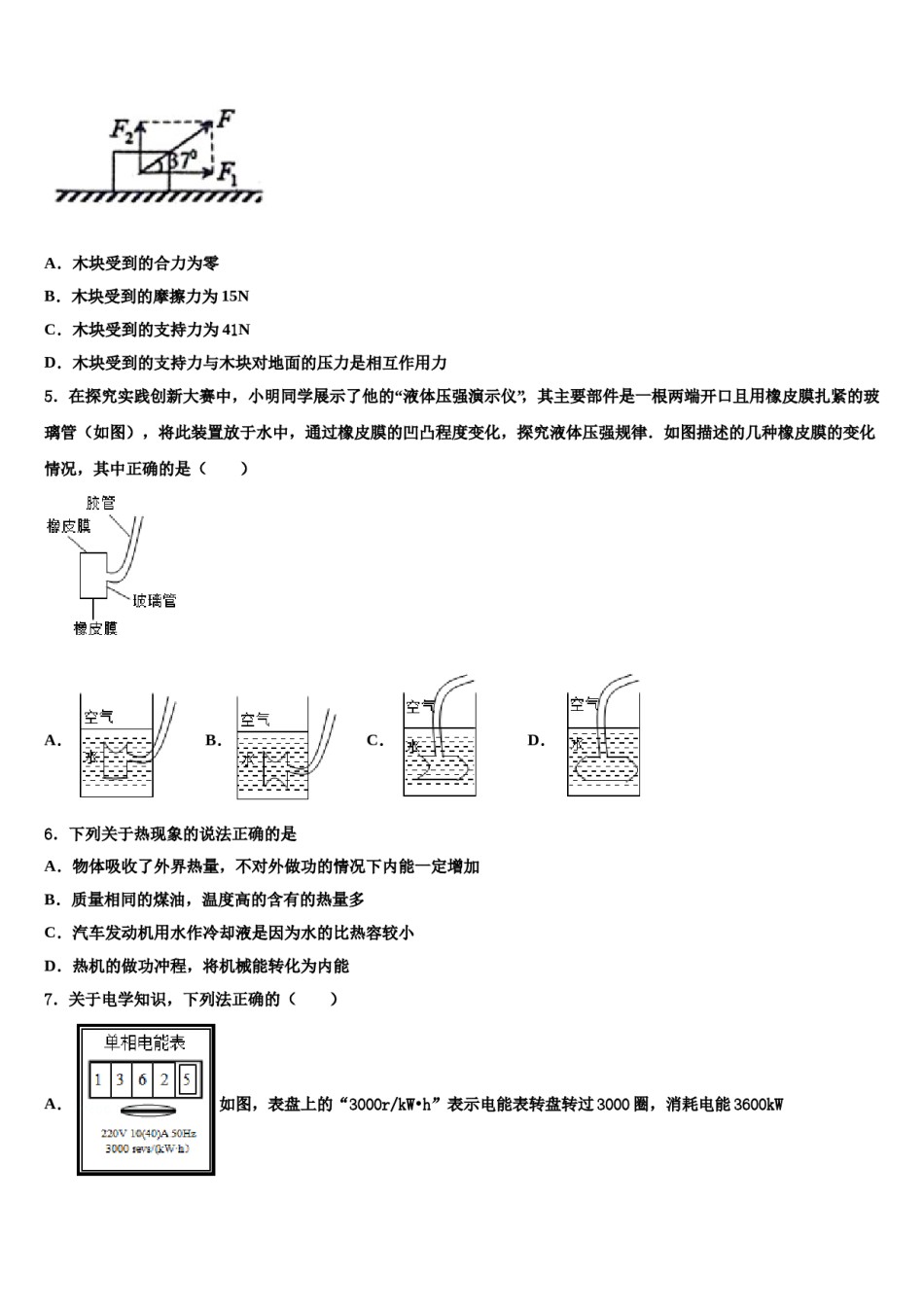 广东省深圳中学2024届毕业升学考试模拟卷物理卷含解析.doc_第2页