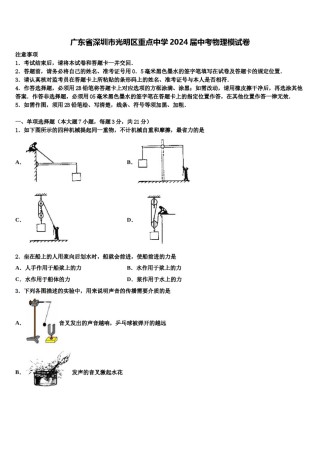 广东省深圳市光明区重点中学2024届中考物理模试卷含解析.doc