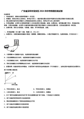 广东省深圳市宝安区2024年中考物理仿真试卷含解析.doc