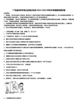 广东省深圳市宝山区重点名校2023-2024学年中考猜题物理试卷含解析.doc