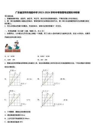 广东省深圳市海韵中学2023-2024学年中考物理考试模拟冲刺卷含解析.doc