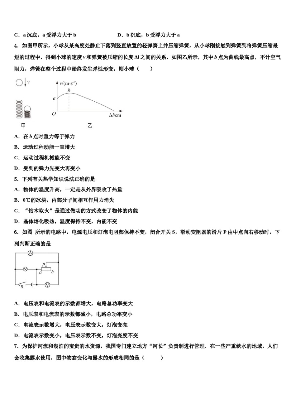 广东省深圳市福田区耀华实验校2024年中考适应性考试物理试题含解析.doc_第2页