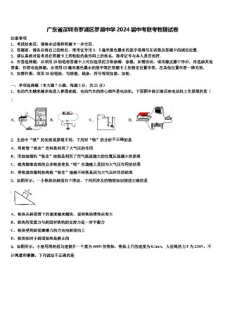 广东省深圳市罗湖区罗湖中学2024届中考联考物理试卷含解析.doc