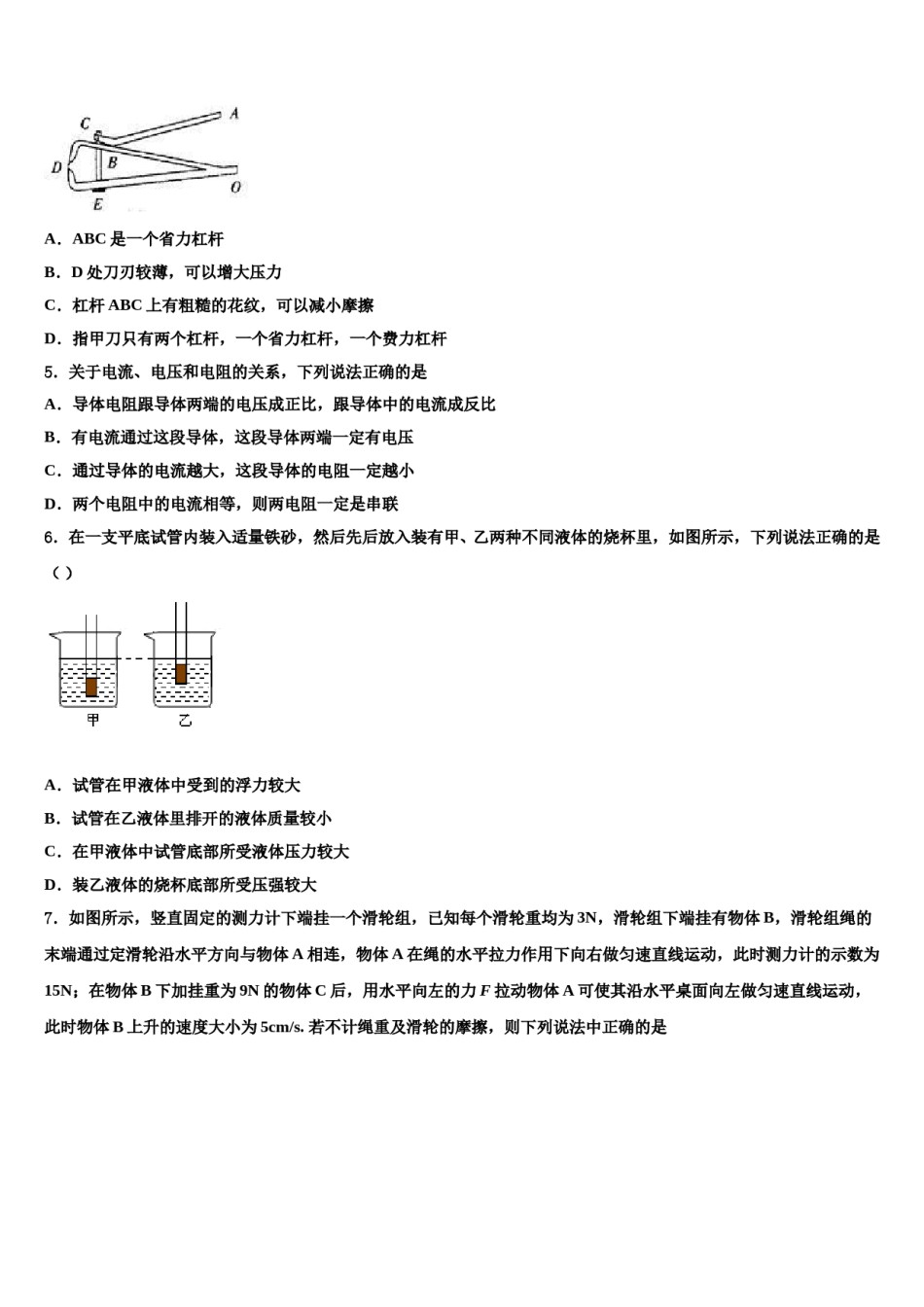 广东省深圳市翠园初级中学2024届中考物理考试模拟冲刺卷含解析.doc_第2页