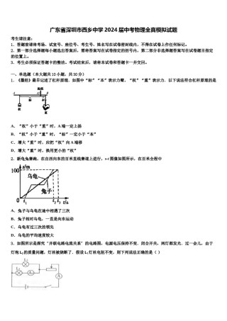 广东省深圳市西乡中学2024届中考物理全真模拟试题含解析.doc