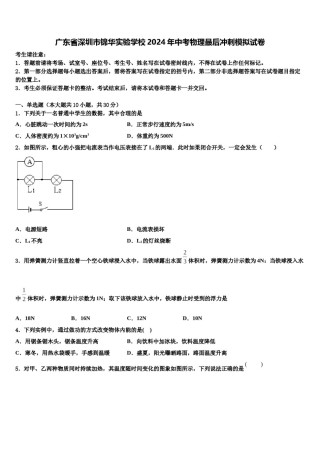 广东省深圳市锦华实验学校2024年中考物理最后冲刺模拟试卷含解析.doc