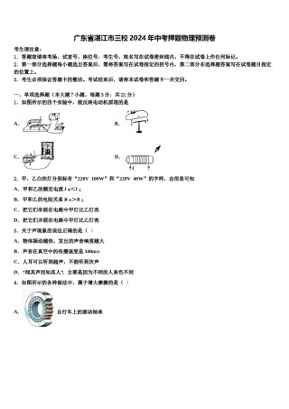 广东省湛江市三校2024年中考押题物理预测卷含解析.doc