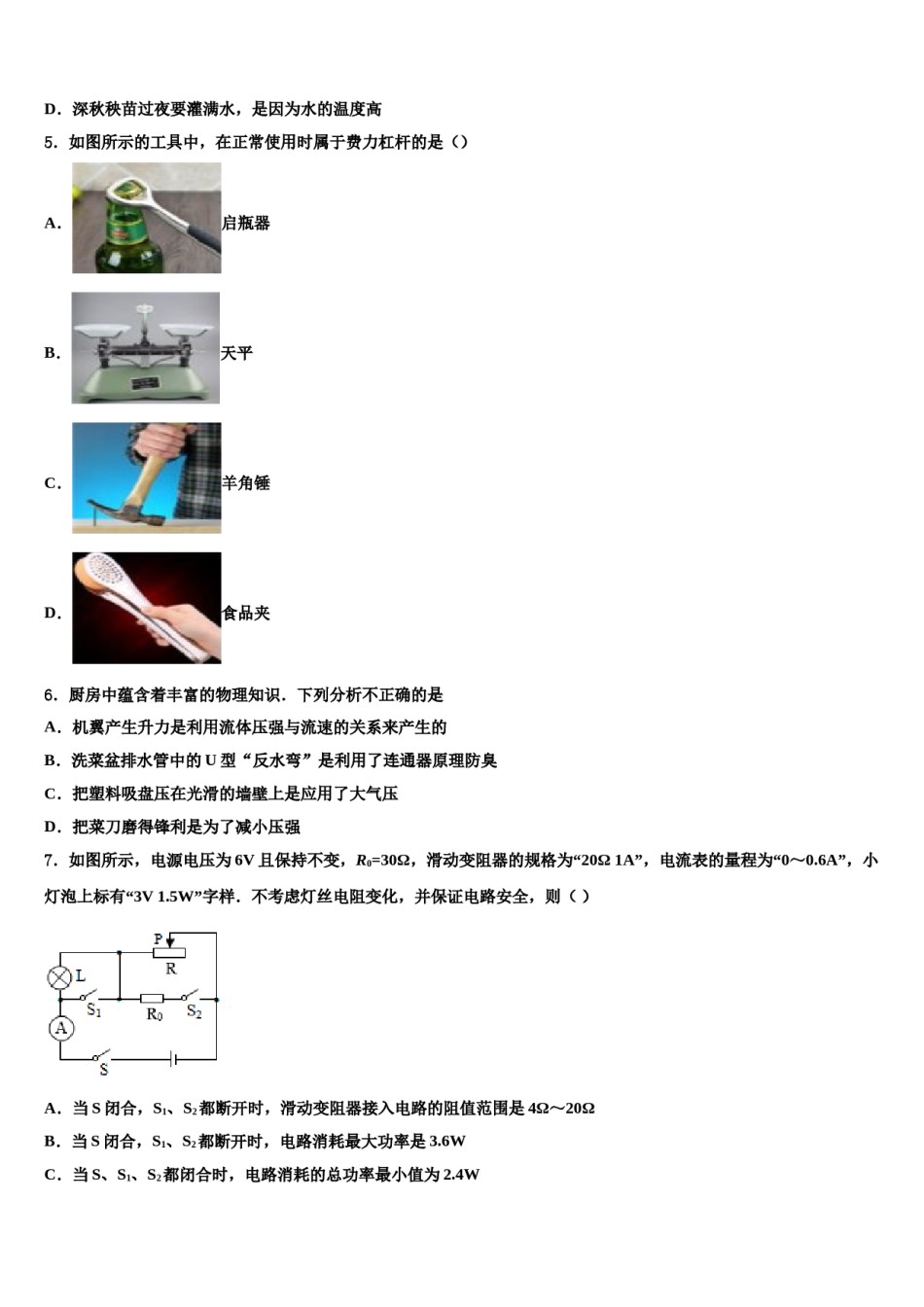 广东省珠海市文园中学2023-2024学年十校联考最后物理试题含解析.doc_第2页