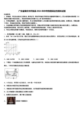 广东省肇庆市怀集县2024年中考物理适应性模拟试题含解析.doc
