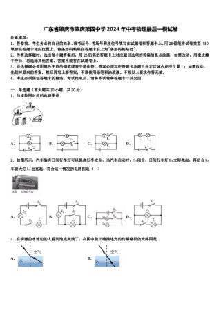 广东省肇庆市肇庆第四中学2024年中考物理最后一模试卷含解析.doc