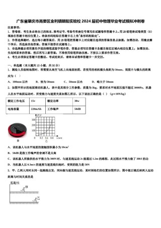 广东省肇庆市高要区金利镇朝阳实验校2024届初中物理毕业考试模拟冲刺卷含解析.doc