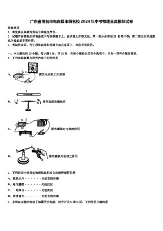 广东省茂名市电白县市级名校2024年中考物理全真模拟试卷含解析.doc
