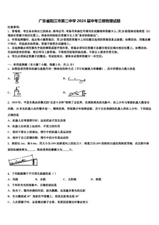 广东省阳江市第二中学2024届中考三模物理试题含解析.doc