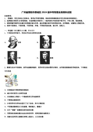 广州省惠阳市惠城区2024届中考物理全真模拟试题含解析.doc