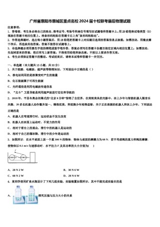 广州省惠阳市惠城区重点名校2024届十校联考最后物理试题含解析.doc