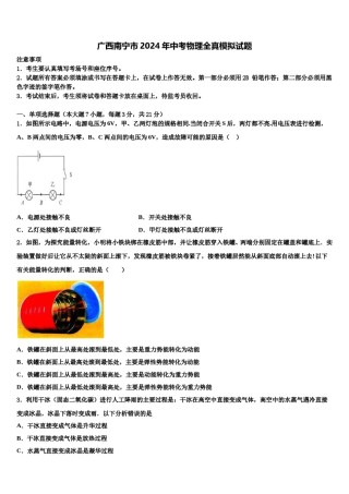广西南宁市2024年中考物理全真模拟试题含解析.doc