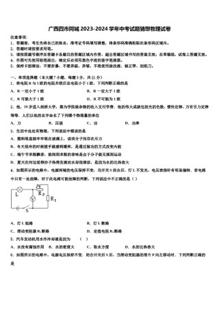 广西四市同城2023-2024学年中考试题猜想物理试卷含解析.doc