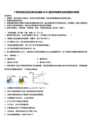 广西壮族自治区北海市合浦县2024届初中物理毕业考试模拟冲刺卷含解析.doc