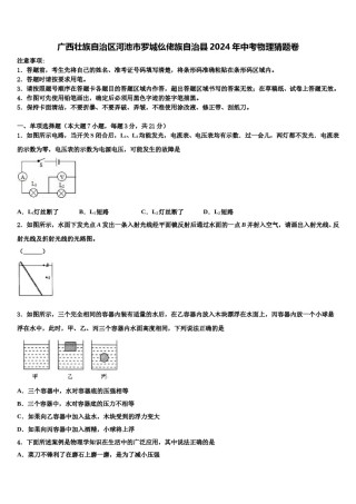 广西壮族自治区河池市罗城仫佬族自治县2024年中考物理猜题卷含解析.doc