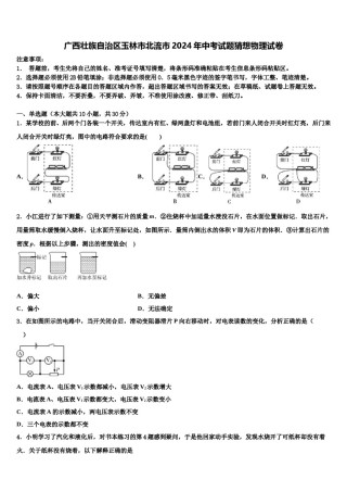 广西壮族自治区玉林市北流市2024年中考试题猜想物理试卷含解析.doc