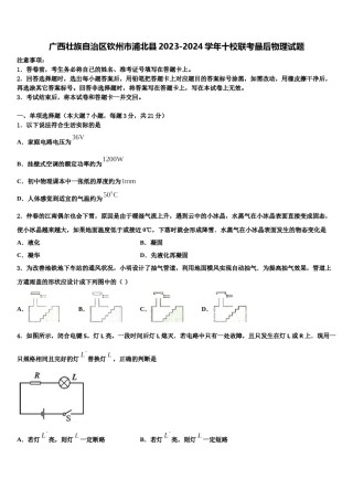 广西壮族自治区钦州市浦北县2023-2024学年十校联考最后物理试题含解析.doc