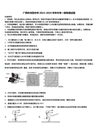 广西钦州四中学2023-2024学年中考一模物理试题含解析.doc