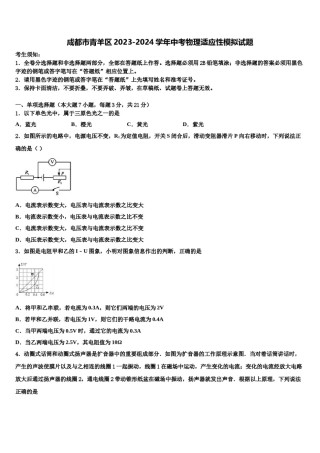成都市青羊区2023-2024学年中考物理适应性模拟试题含解析.doc