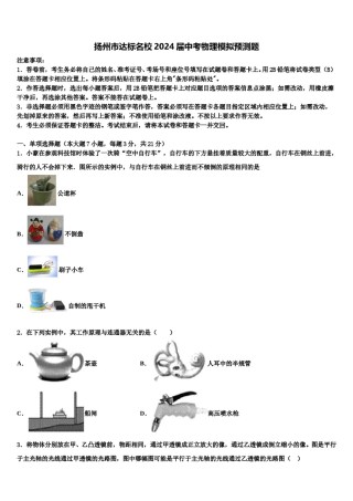 扬州市达标名校2024届中考物理模拟预测题含解析.doc