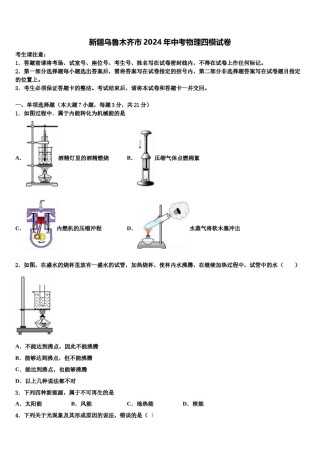 新疆乌鲁木齐市2024年中考物理四模试卷含解析.doc
