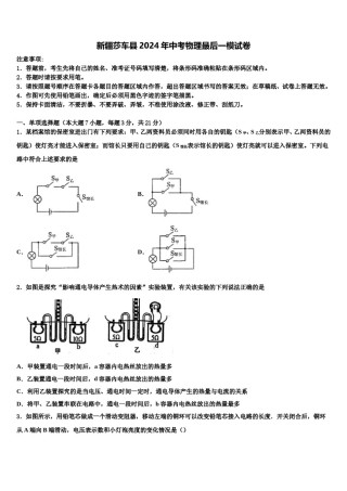 新疆莎车县2024年中考物理最后一模试卷含解析.doc