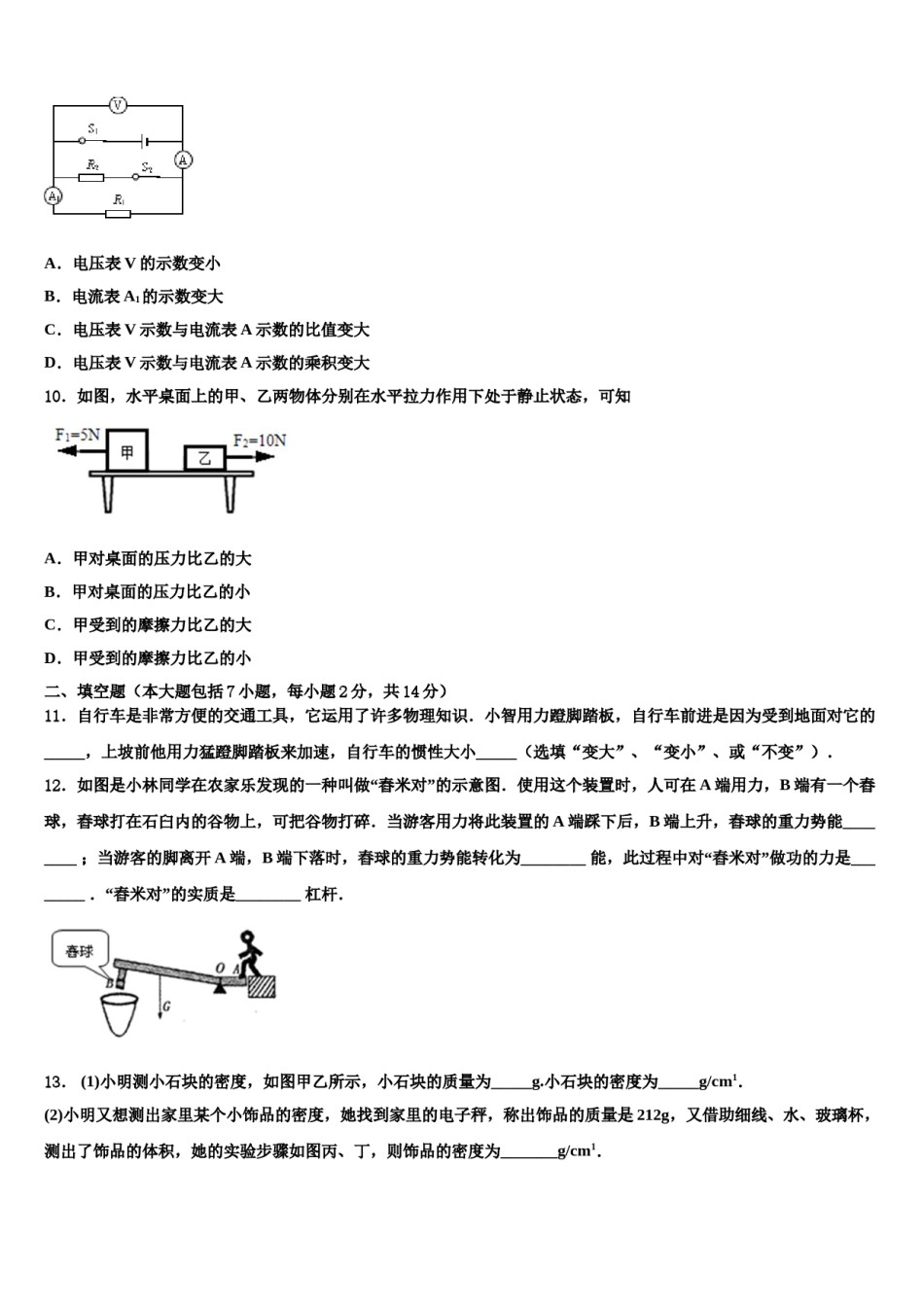 无锡市锡东八校2024届中考物理全真模拟试题含解析.doc_第3页