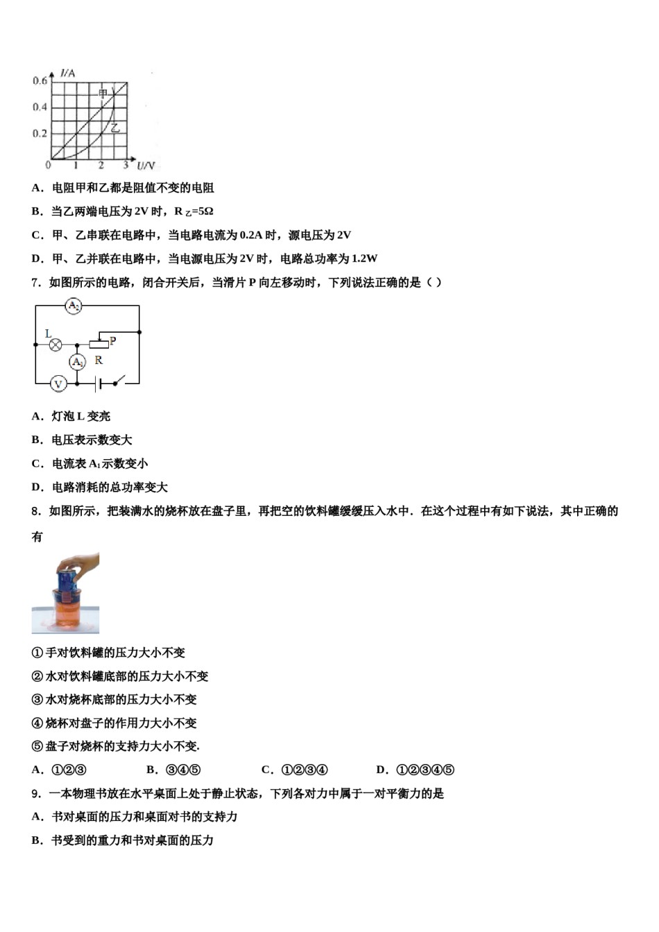 枣庄市2024届中考五模物理试题含解析.doc_第3页