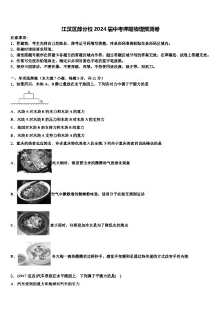 江汉区部分校2024届中考押题物理预测卷含解析.doc