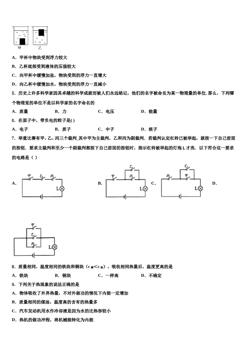 江苏省启东市2024届中考物理考试模拟冲刺卷含解析.doc_第2页