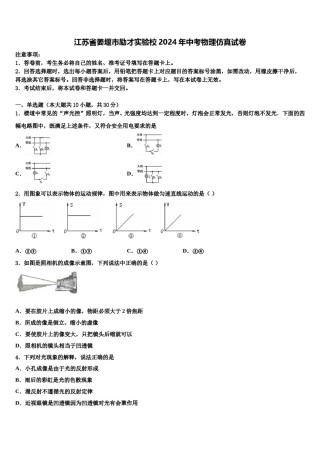 江苏省姜堰市励才实验校2024年中考物理仿真试卷含解析.doc