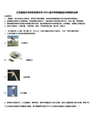 江苏省宿迁市钟吾初级中学2024届中考物理最后冲刺模拟试卷含解析.doc