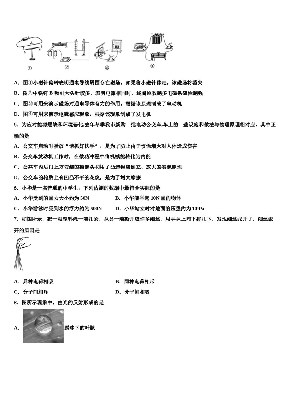 江苏省徐州市云龙区第九中学2024年中考物理适应性模拟试题含解析.doc_第2页